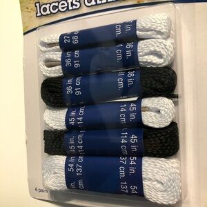 Shoe laces new with tags 6 pair total 4 white 2 black